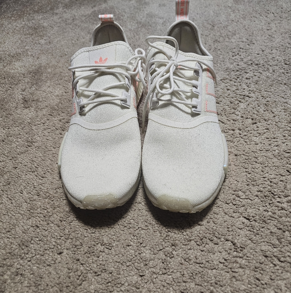 Adidas White Sneakers with Pink Accents